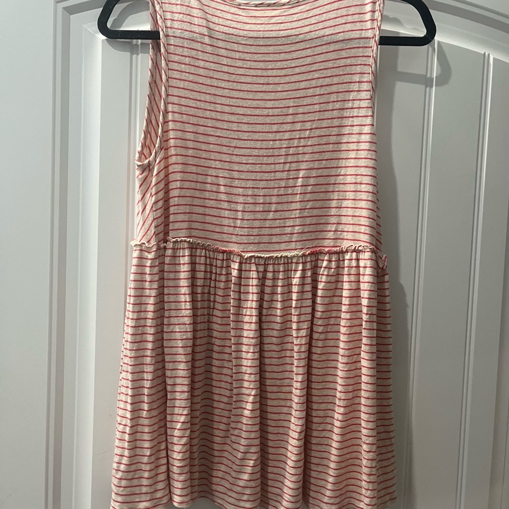 Matilda Jane Oatmeal Red Striped V-neck Tank Top large Soft Women's - Picture 5 of 5